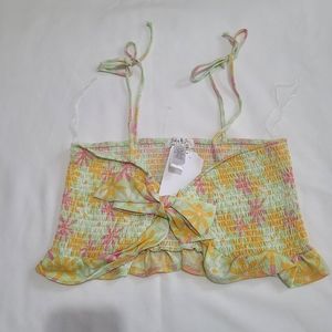 Jolie & Joy by FCT with Love Neon Floral Crop Top Large NWT